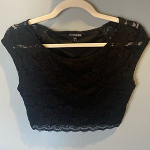 New with Tags! Black Lace Crop Blouse
